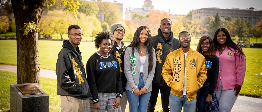 group of students standing outside